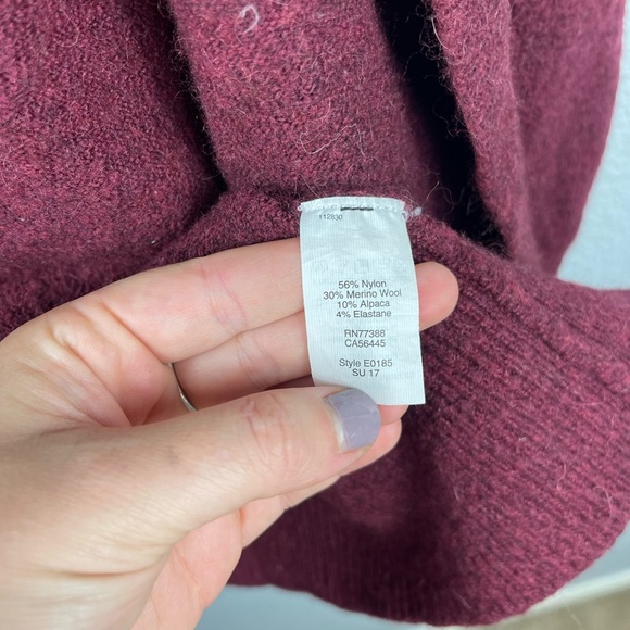 Madewell WOMENS Ryder Cardigan Sweater Merino Wool Alpaca Red Burgundy Stretch - Picture 6 of 7